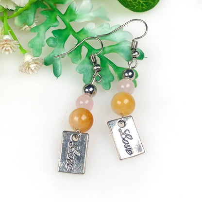 Rose Quartz Aventurine Earrings for Women and Girls