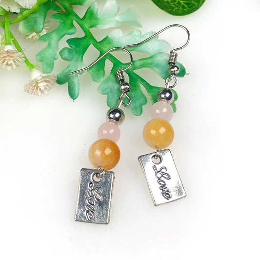 Rose Quartz Aventurine Earrings for Women and Girls