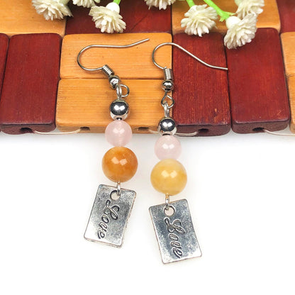 Rose Quartz Aventurine Earrings for Women and Girls