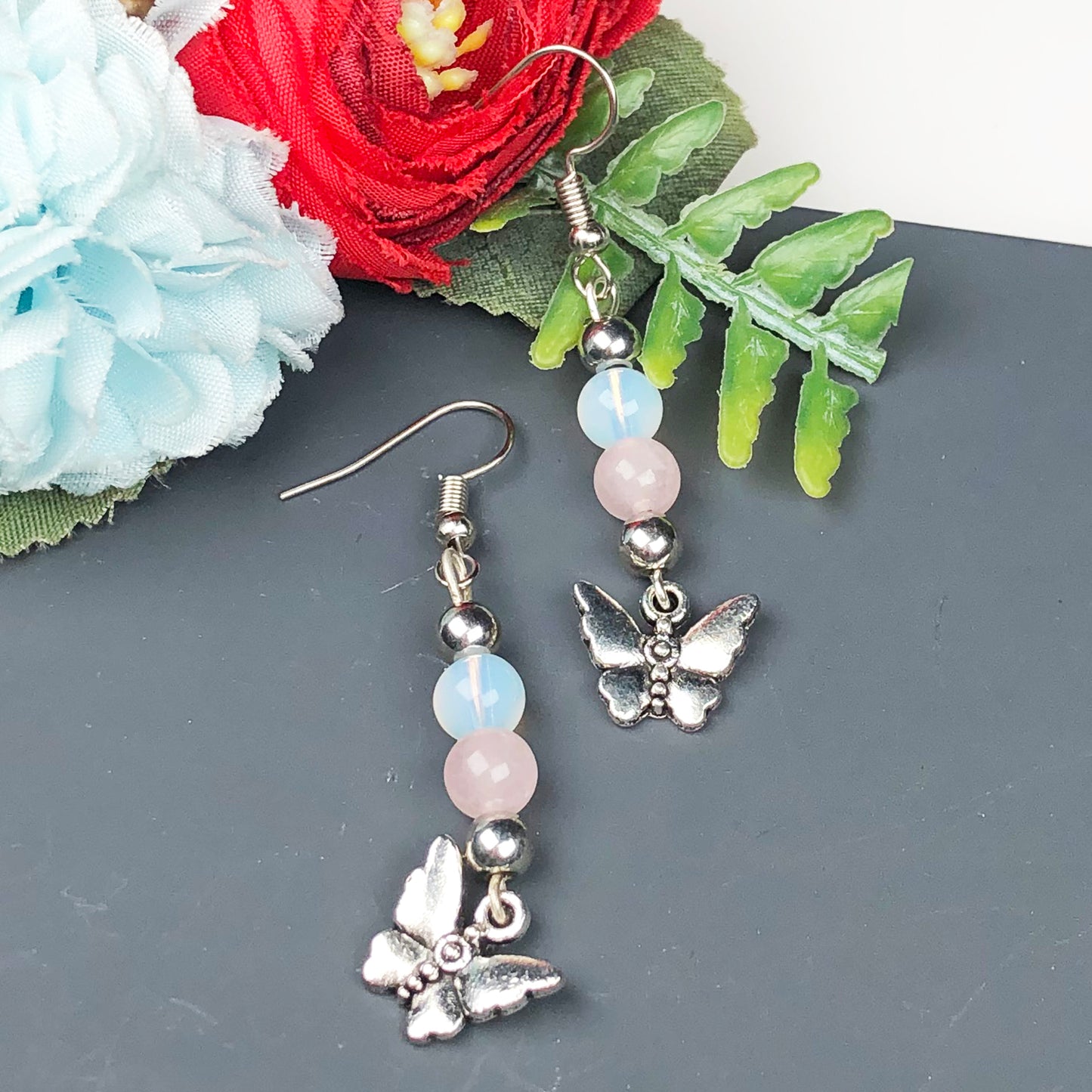 Gemstone Opalite and Agate Earrings for Women and Girls