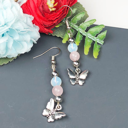 Gemstone Opalite and Agate Earrings for Women and Girls