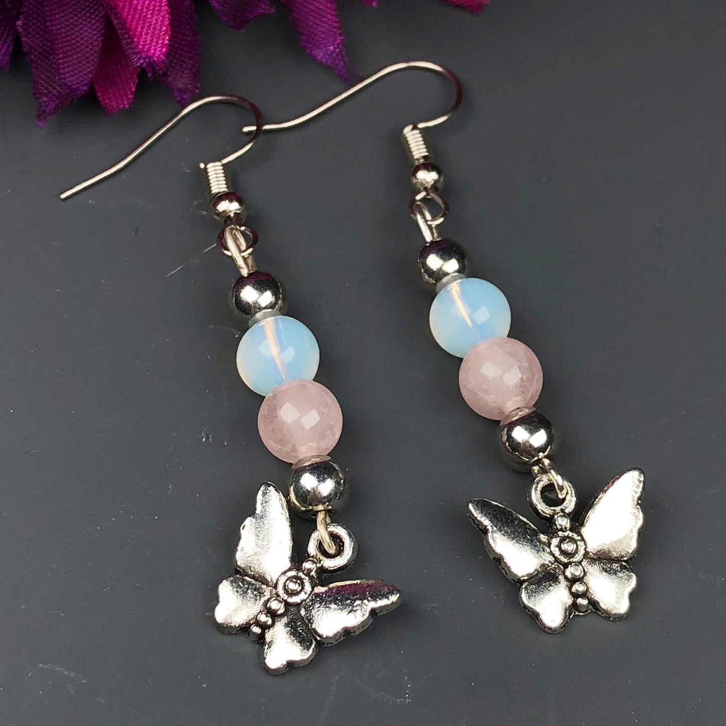 Gemstone Opalite and Agate Earrings for Women and Girls