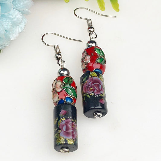 Natural Gemstone Tensa Beads Earrings for Women and Girls