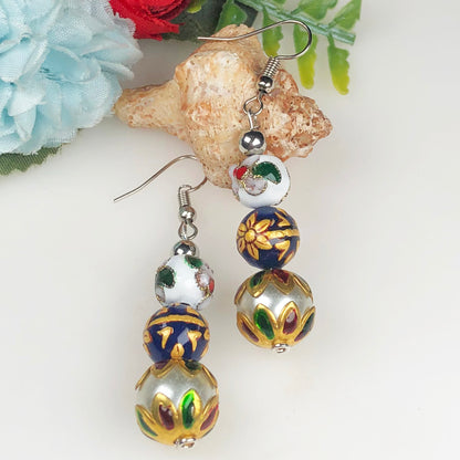 Natural Gemstone Tensa Beads Earrings for Women and Girls