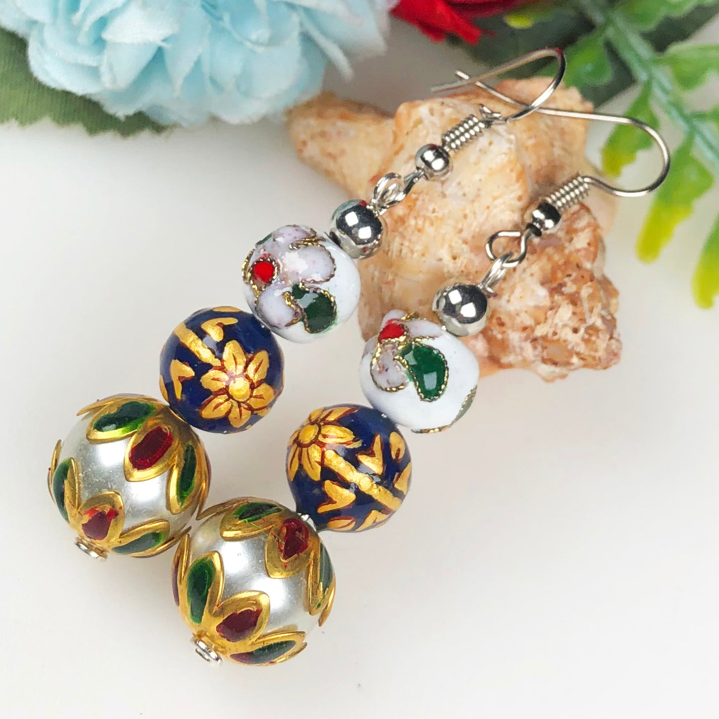 Natural Gemstone Tensa Beads Earrings for Women and Girls