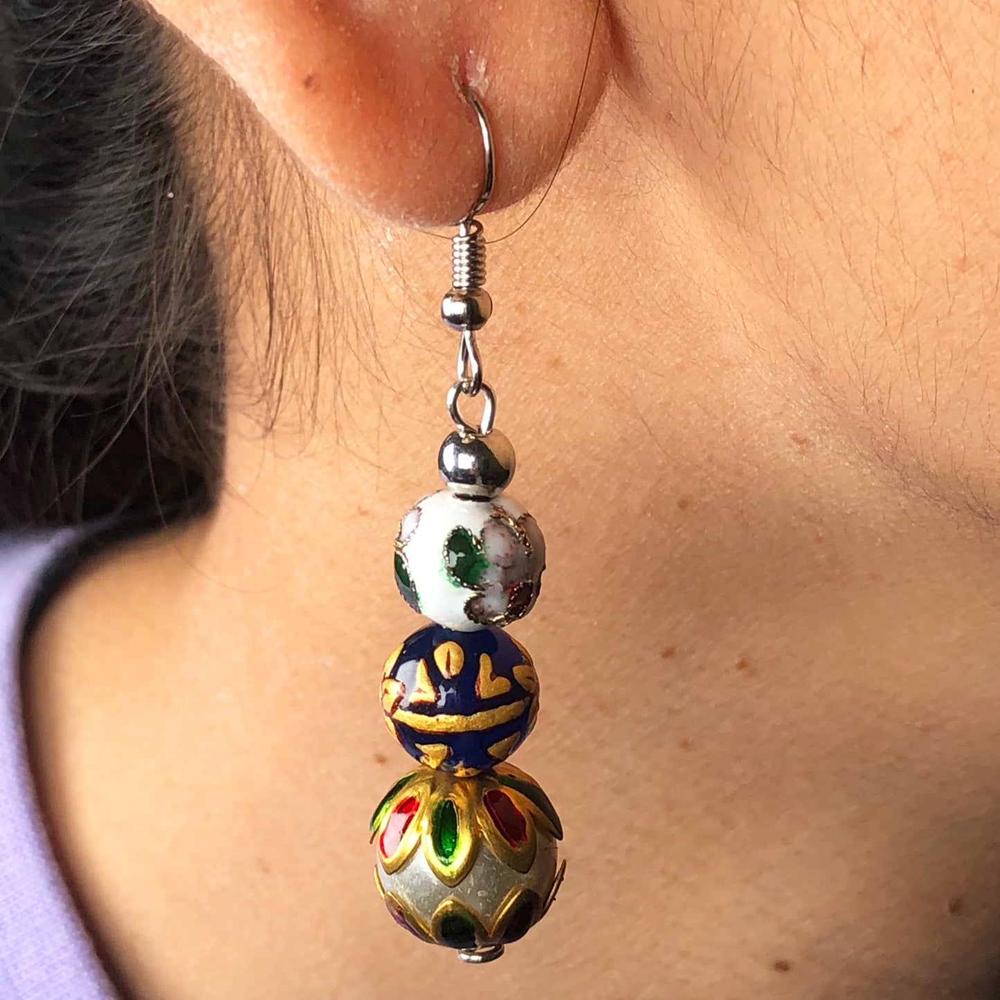 Natural Gemstone Tensa Beads Earrings for Women and Girls
