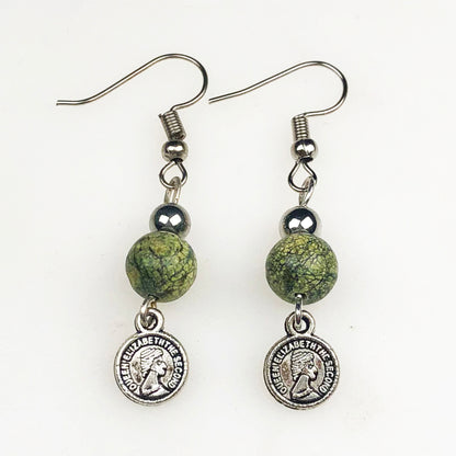 Natural Gemstone Green Jasper Earrings for Women and Girls