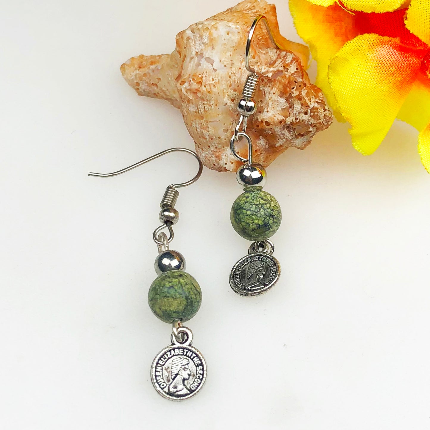 Natural Gemstone Green Jasper Earrings for Women and Girls