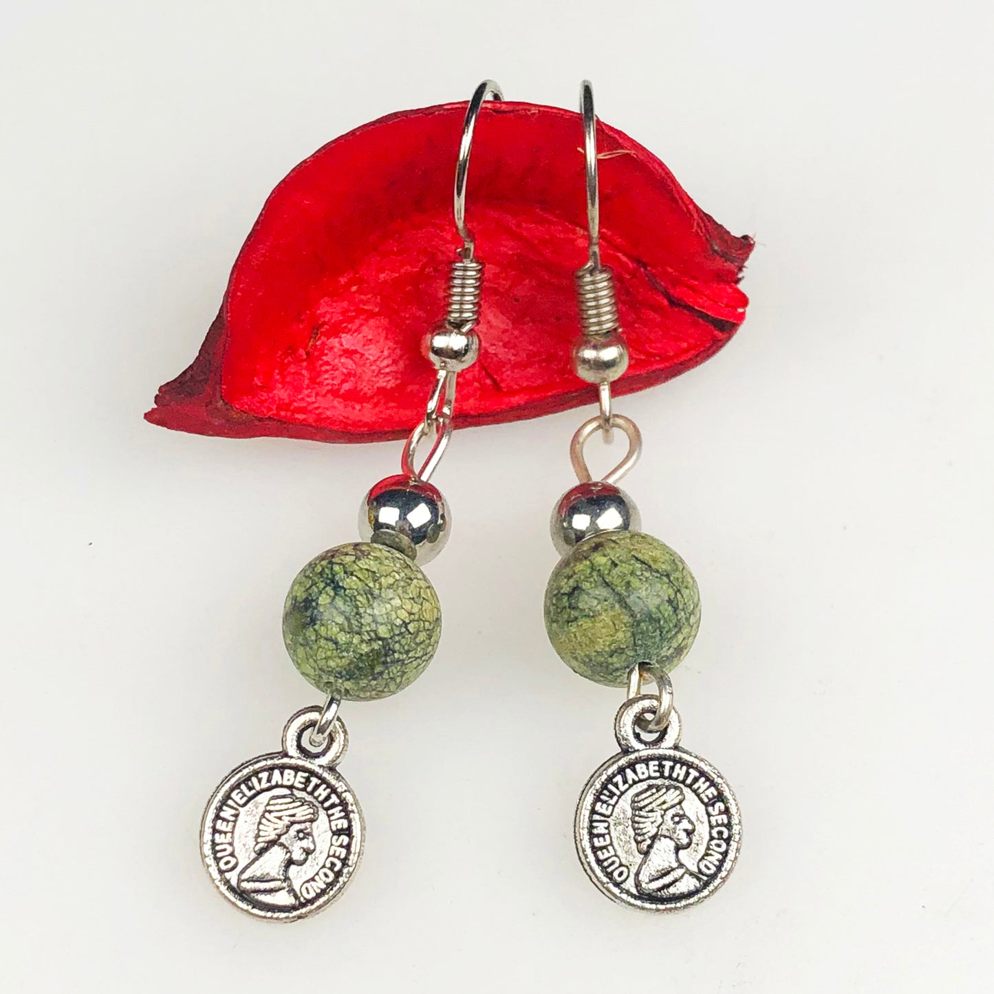 Natural Gemstone Green Jasper Earrings for Women and Girls