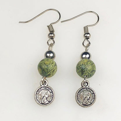 Natural Gemstone Green Jasper Earrings for Women and Girls