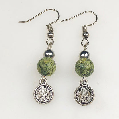 Natural Gemstone Green Jasper Earrings for Women and Girls