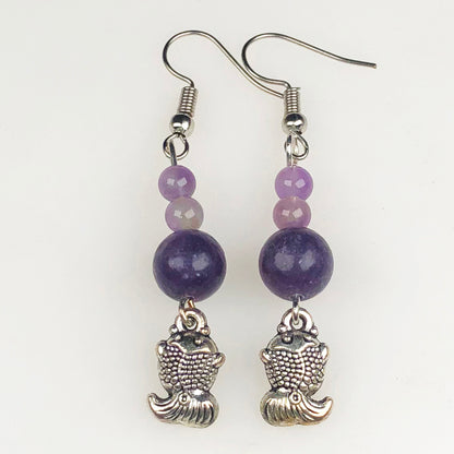 Natural Gemstone Amethyst Earrings for Women and Girls