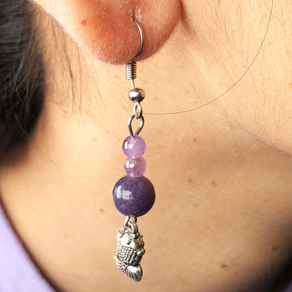 Natural Gemstone Amethyst Earrings for Women and Girls