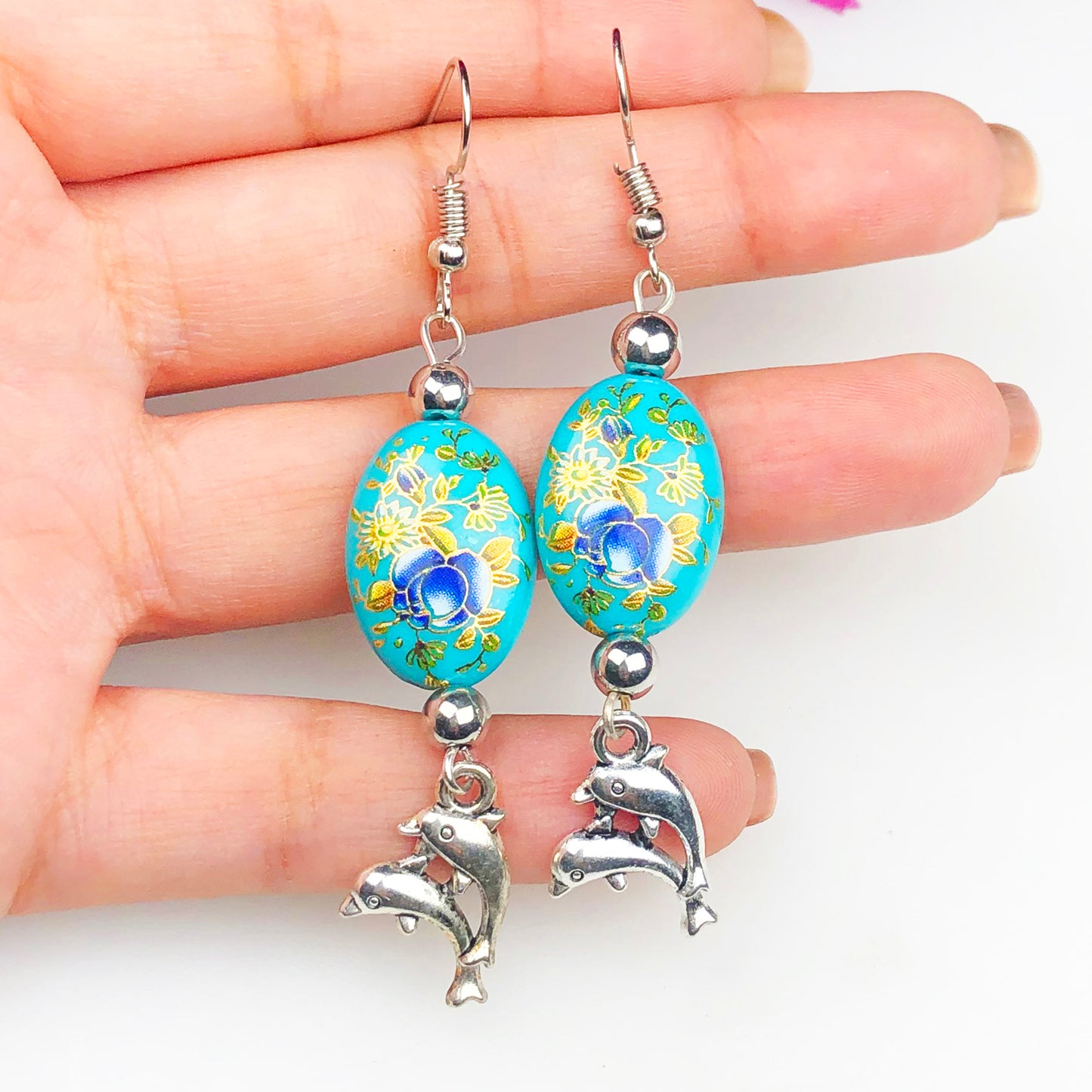 Natural Gemstone Tensa Beads Earrings for Women and Girls