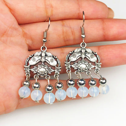 Natural Gemstone Opalite Earrings for Women and Girls