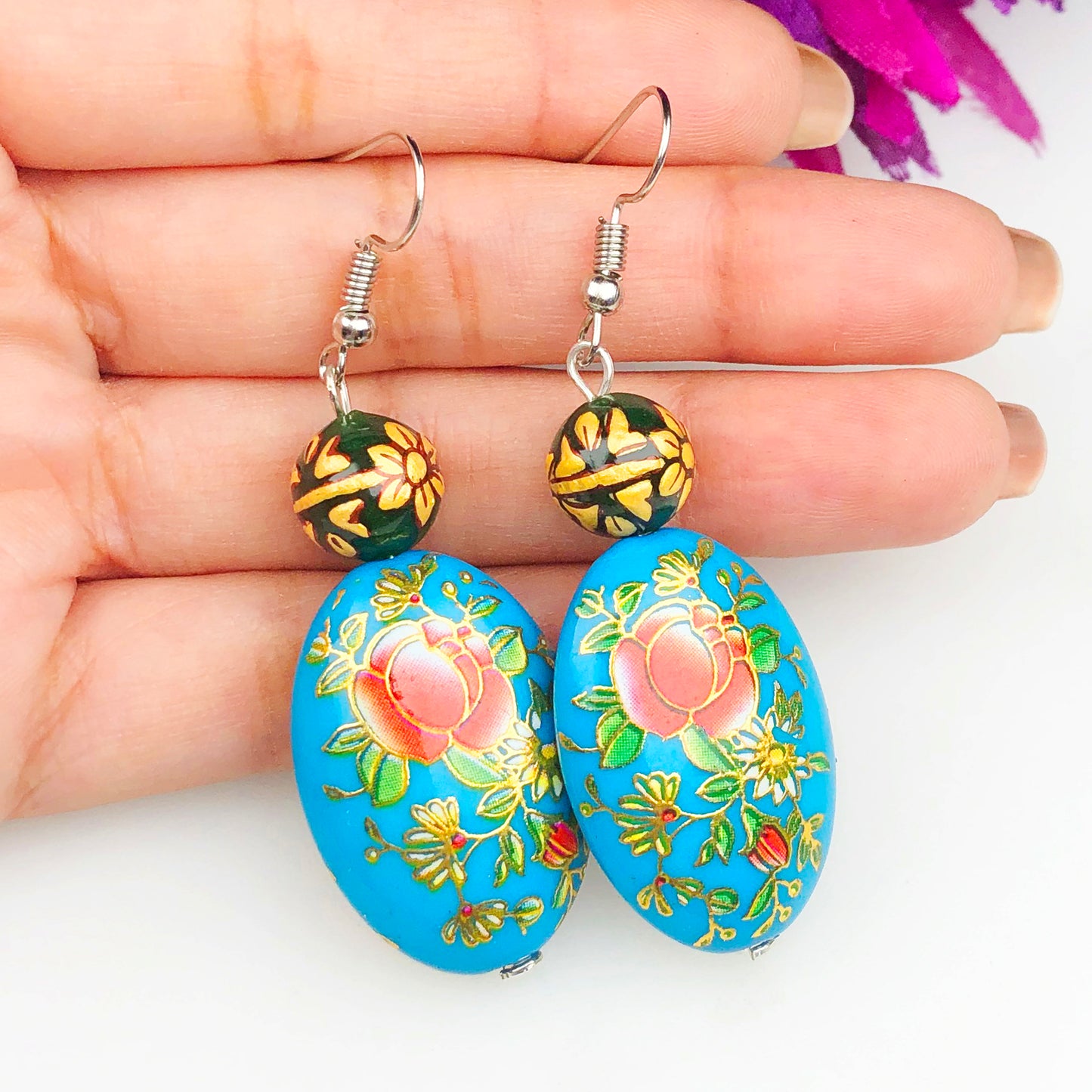 Natural Gemstone Amethyst Earrings for Women and Girls