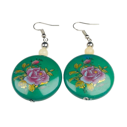 Natural Gemstone Expressive Agate abd Tensa Beads Earrings for Women and Girls