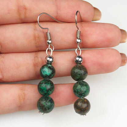 Natural Gemstone Amazing Green Jasper Earrings for Women and Girls