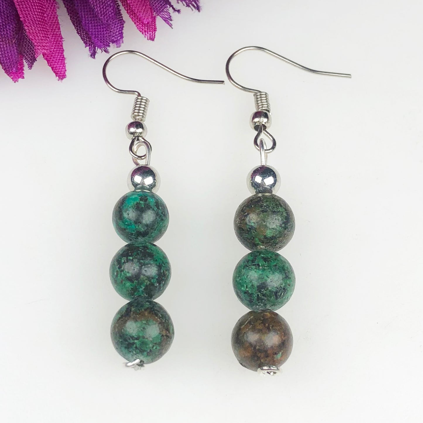 Natural Gemstone Amazing Green Jasper Earrings for Women and Girls