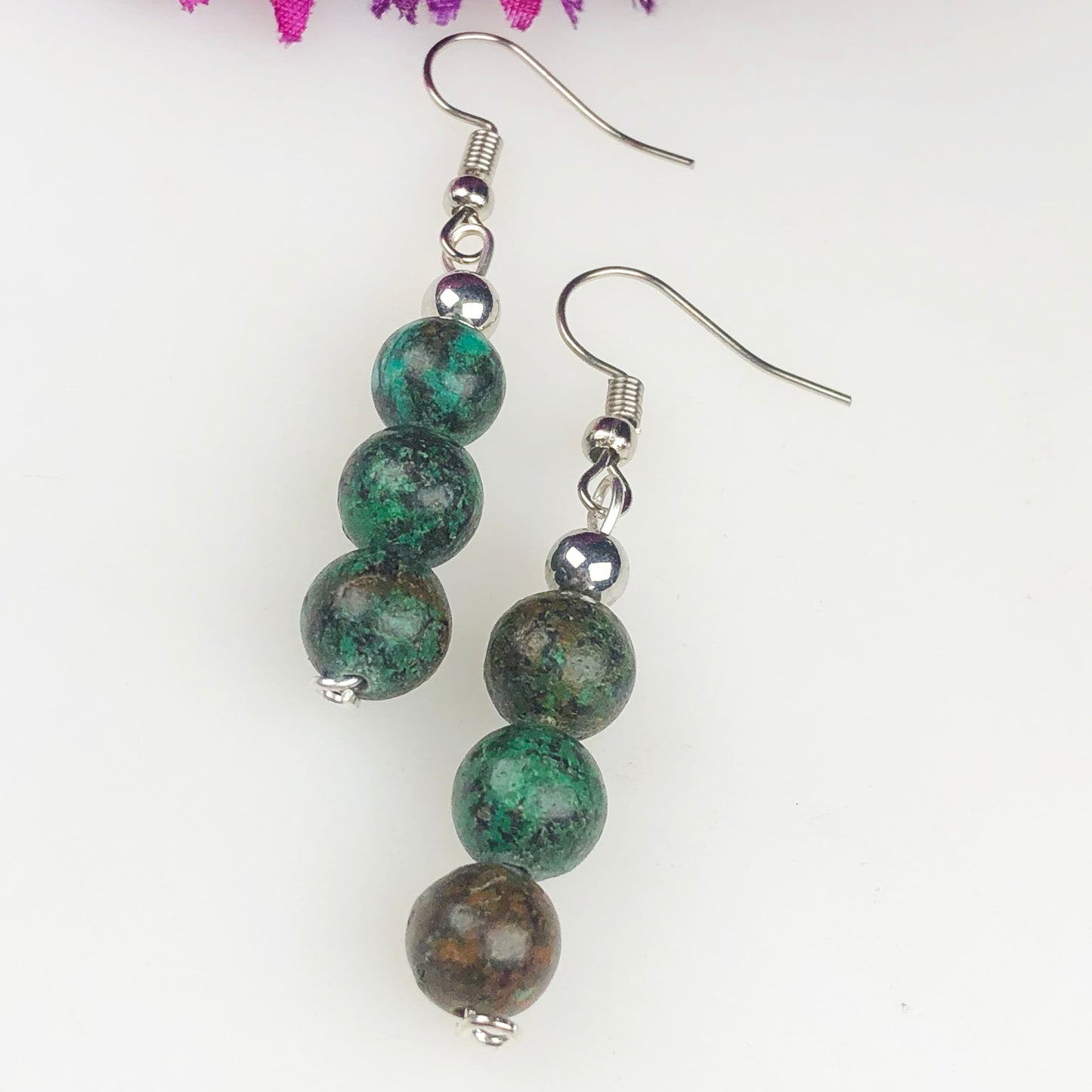 Natural Gemstone Amazing Green Jasper Earrings for Women and Girls
