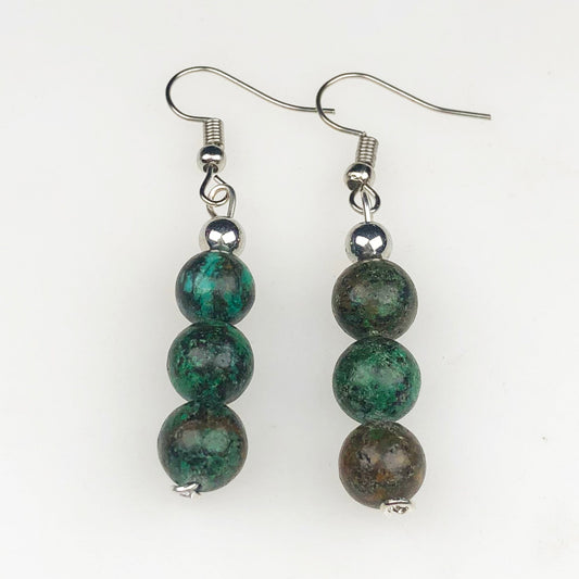 Natural Gemstone Amazing Green Jasper Earrings for Women and Girls