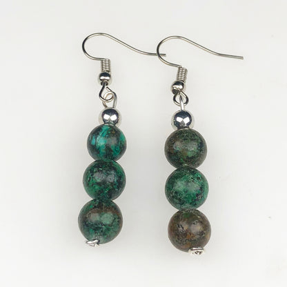 Natural Gemstone Amazing Green Jasper Earrings for Women and Girls