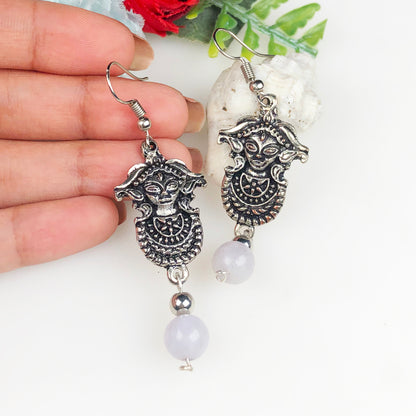 Natural Gemstone Dazzling White Agate Earrings for Women and Girls