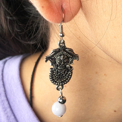 Natural Gemstone Dazzling White Agate Earrings for Women and Girls