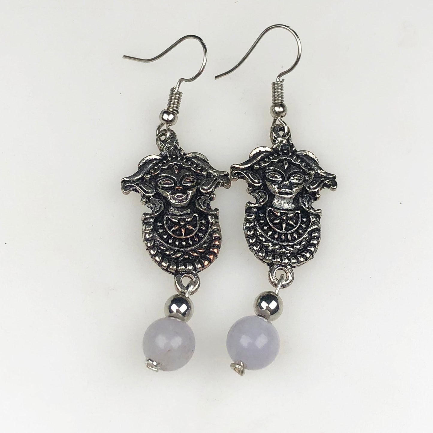 Natural Gemstone Dazzling White Agate Earrings for Women and Girls