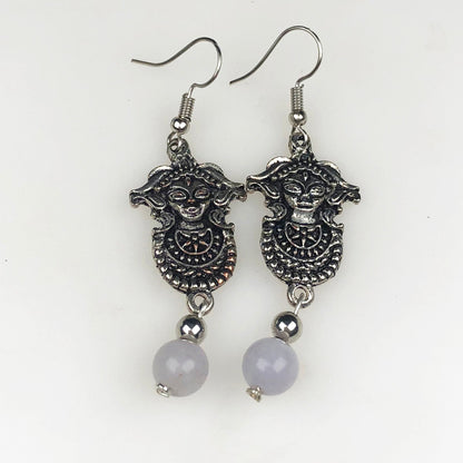 Natural Gemstone Dazzling White Agate Earrings for Women and Girls