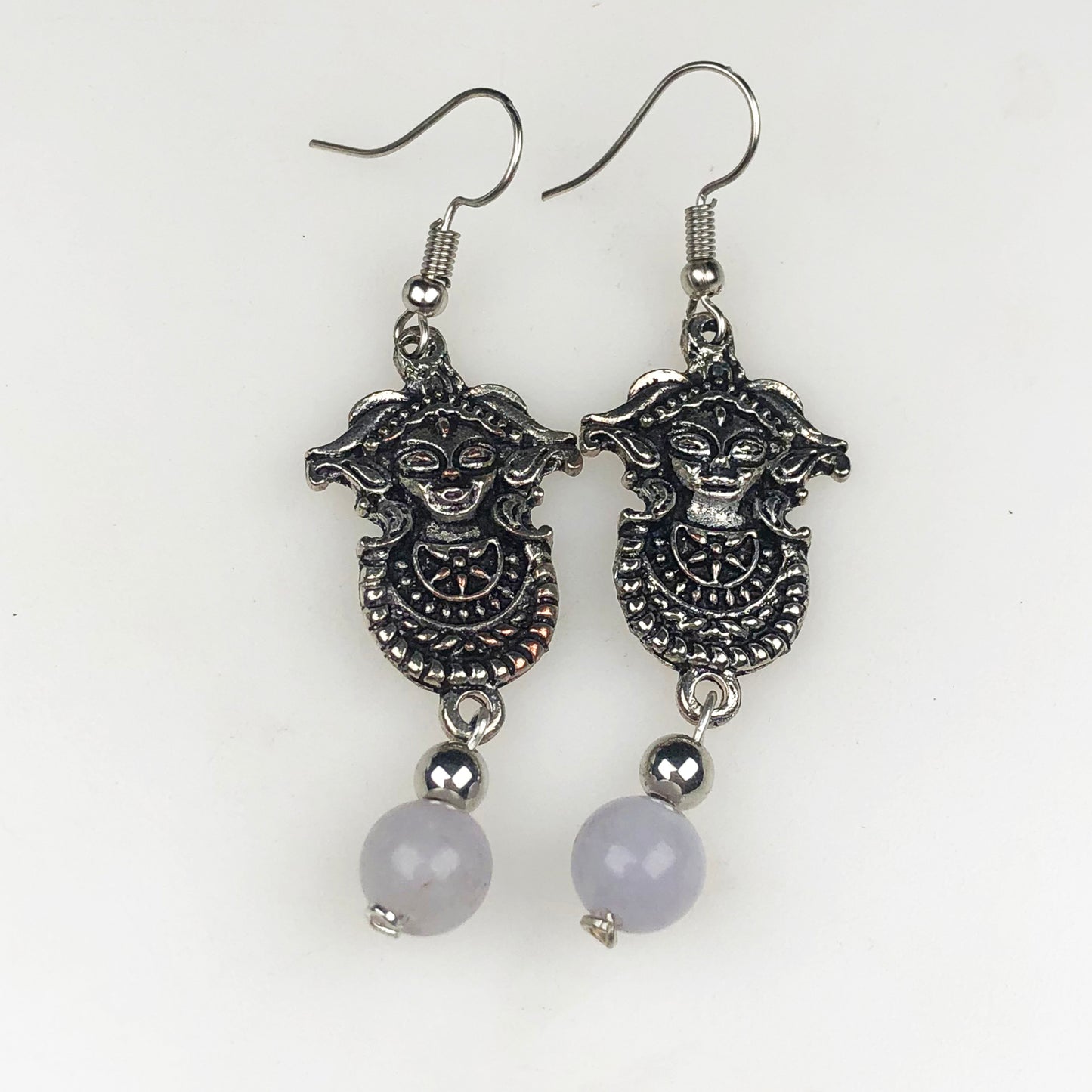 Natural Gemstone Dazzling White Agate Earrings for Women and Girls