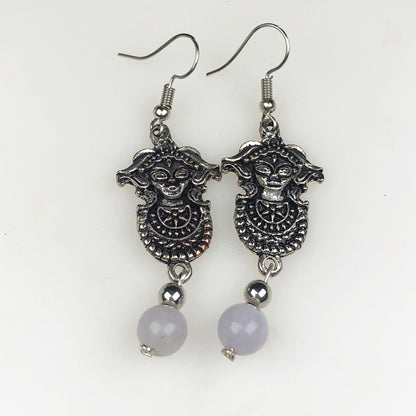 Natural Gemstone Dazzling White Agate Earrings for Women and Girls