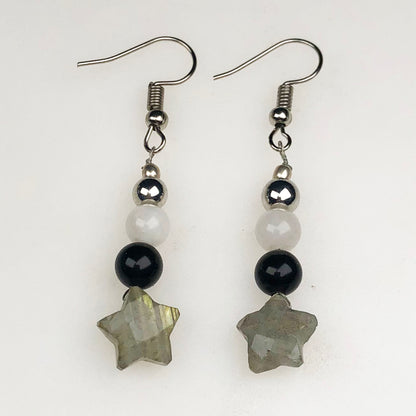 Natural Gemstone Very pretty Labradorite, Onyx and Agate Earrings for Women and Girls