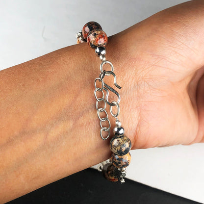 Gorgeous Brown Picture Jasper Bracelet Healing  Adjustable