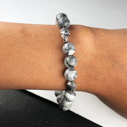 Gorgeous Grey Jasper Bracelet Healing  Adjustable