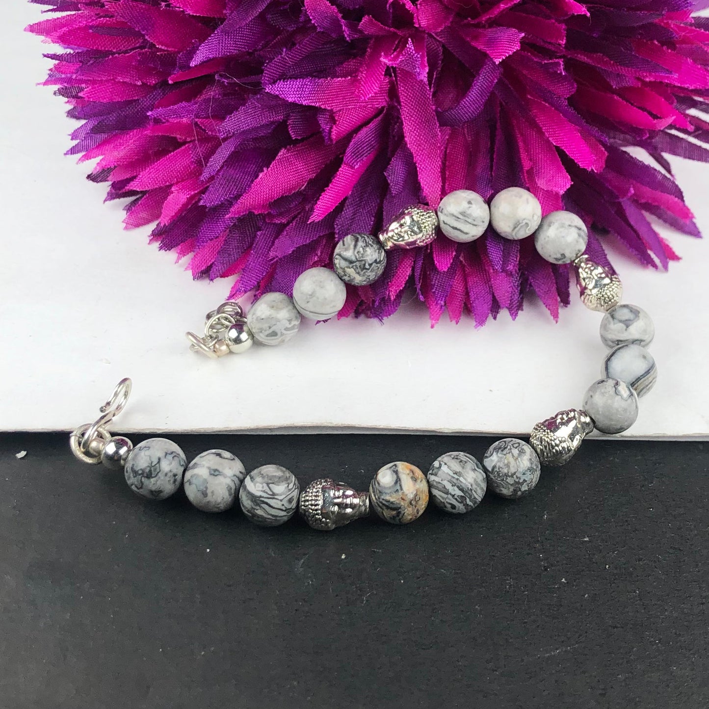 Gorgeous Grey Jasper Bracelet Healing  Adjustable