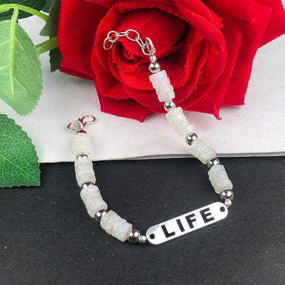 Modern White Moonstone Bracelet Healing  Adjustable