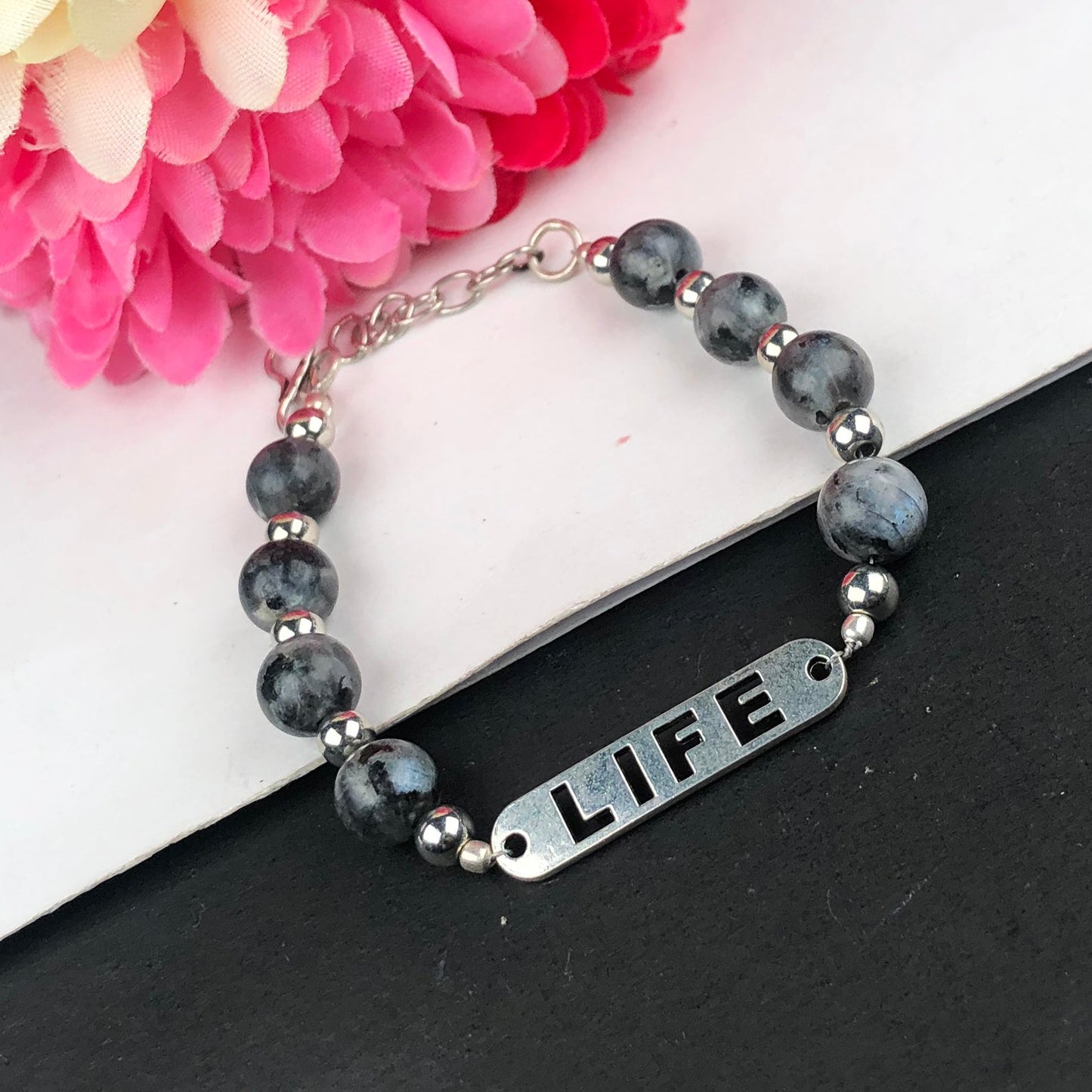 Fashionable Gray Jasper Bracelet Healing  Adjustable