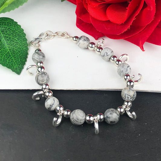 Awesome Grey Jasper Bracelet Healing  Adjustable