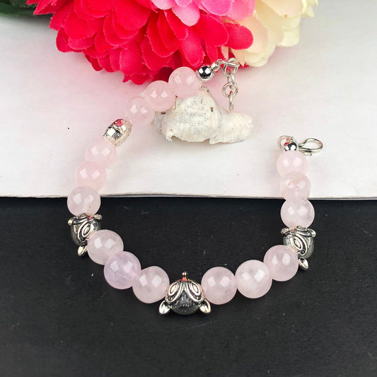 Modern Pink Rose Quartz Bracelet Healing  Adjustable