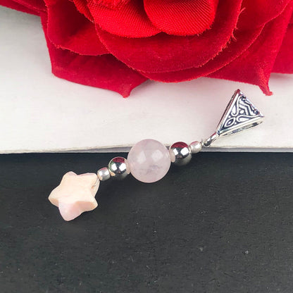 Pink Rose Quartz and Rhodonite Healing Pendant for Women and Girls
