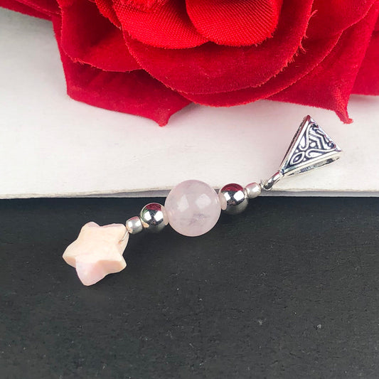 Pink Rose Quartz and Rhodonite Healing Pendant for Women and Girls