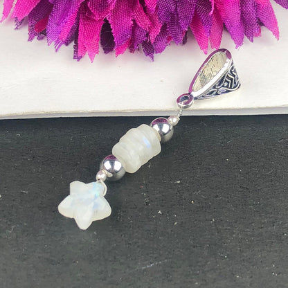 White Blue Flash Moonstone Healing Pendant for Women and Girls