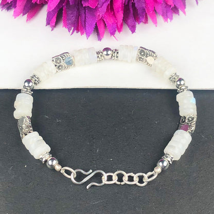 Amazing White Blue Flash Moonstone Healing Bracelet  Adjustable