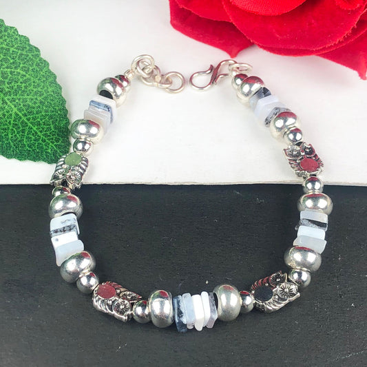 Elegant White Dendrite Opal Healing  Adjustable