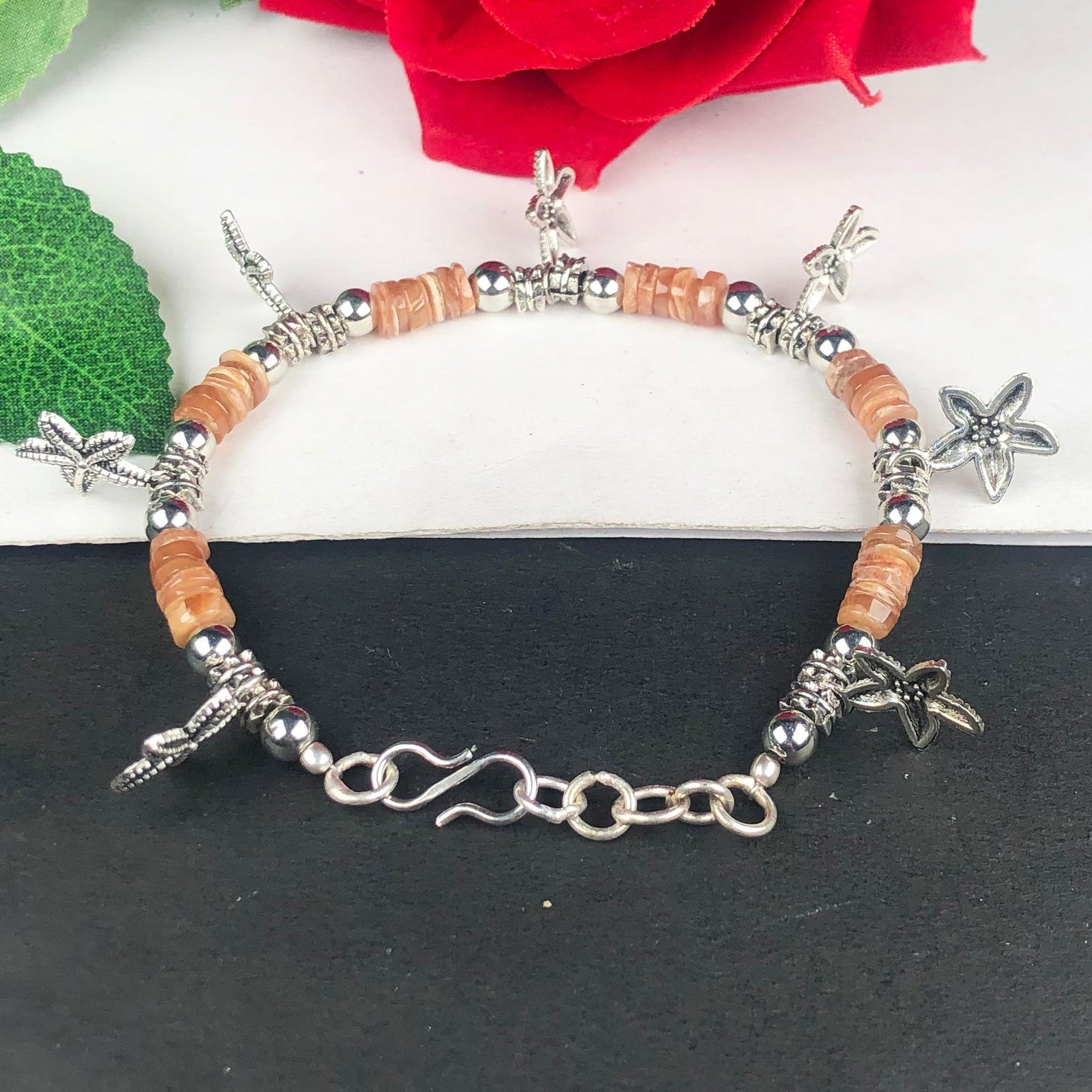 Precious Pink Rhodonite Healing Bracelet  Adjustable
