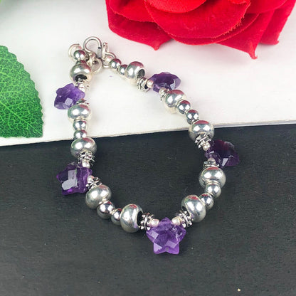 Fashionable Purple Amethyst Healing Bracelet  Adjustable
