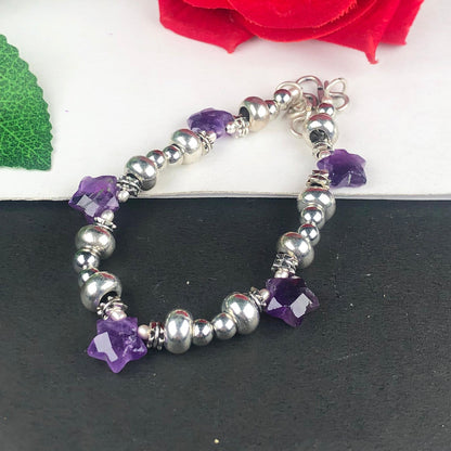 Fashionable Purple Amethyst Healing Bracelet  Adjustable