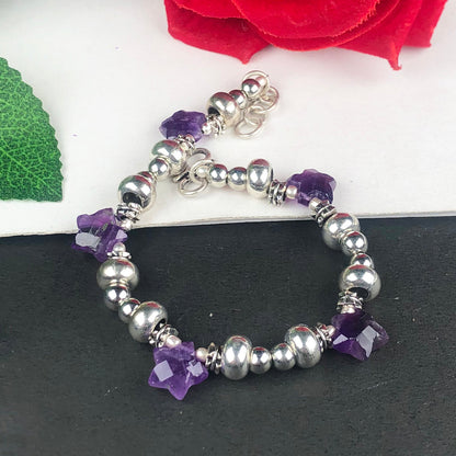 Fashionable Purple Amethyst Healing Bracelet  Adjustable