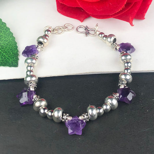 Fashionable Purple Amethyst Healing Bracelet  Adjustable